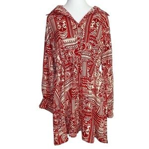 TCEC Red and Cream Patterned Mini Dress